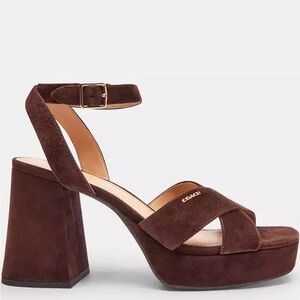 Coach Women's Rich Brown Suede Platform Heels